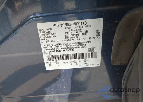 2018 Ford Edge Sel z USA, uszkodzony, nr VIN 2FMPK3J81JBB40228